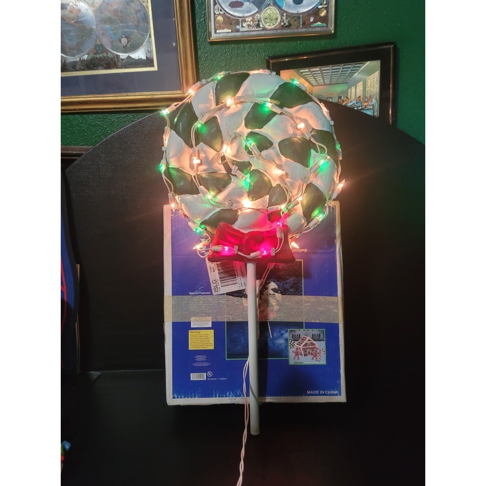 Vintage 2002 YULESCAPES Lollipop Christmas Outdoor Lights Up In Box RARE 50 Ligh